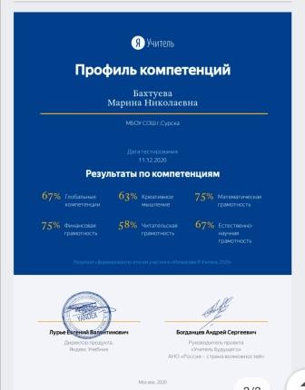 Семинары, уроки, мероприятия,.. - Участие в онлайн-тестировании на платформе Яндекс.Учебник
