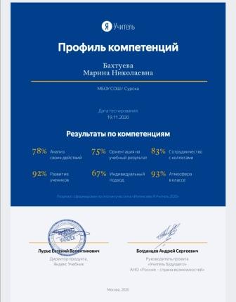 Семинары, уроки, мероприятия,.. - Участие в онлайн-тестировании на платформе Яндекс.Учебник