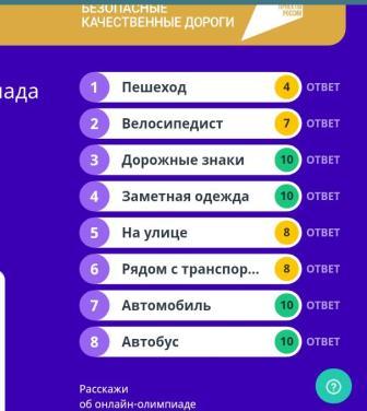 Безопасность движения - Онлайн-олимпиада «Безопасное движения для школьников» в 5а классе